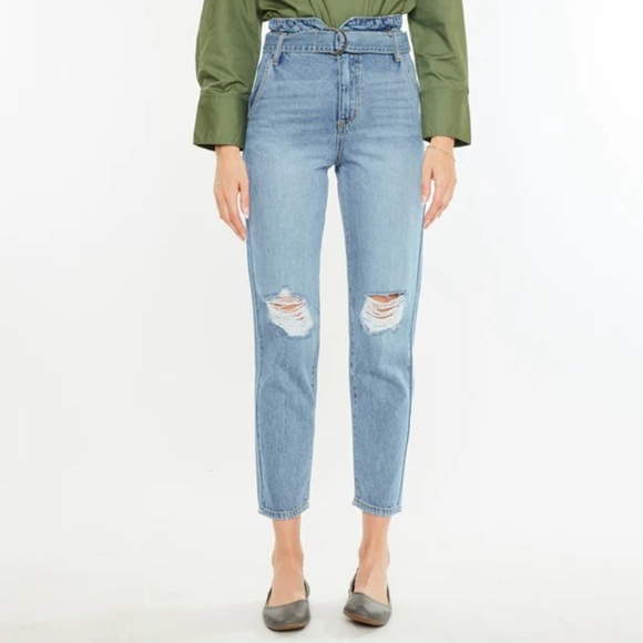 KANCAN Blossom Ultra High Rise Belted Mom Jeans - Picture 15 of 16